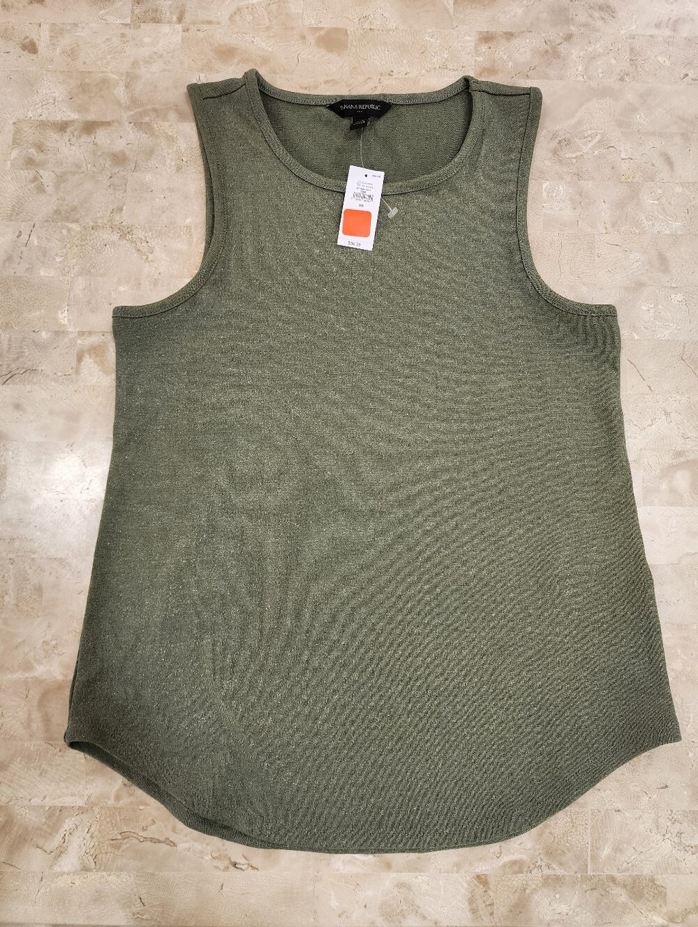 Nwt Banana Republic Olive Green Knit Tank Top With Silver Flecks XS